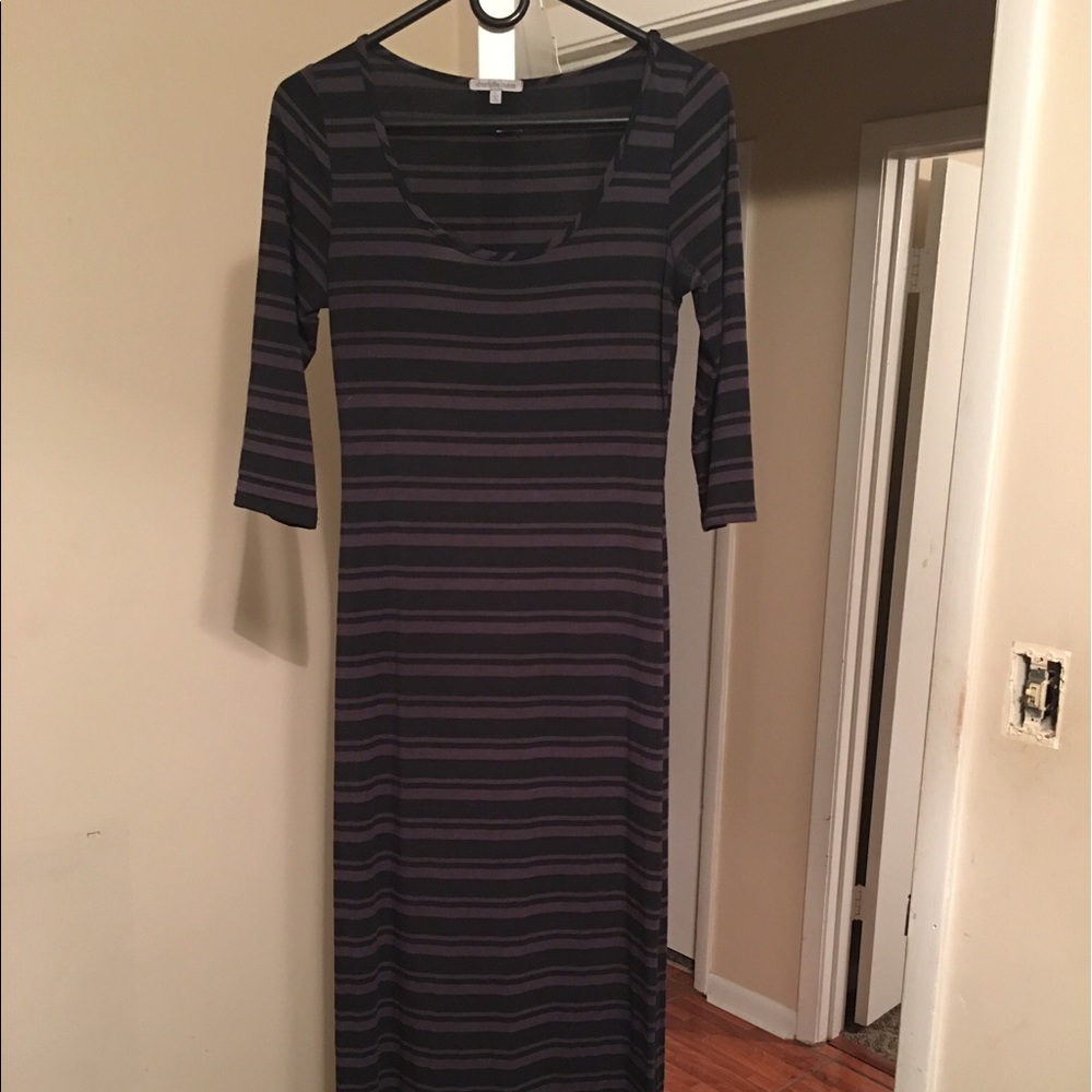 Black and grey striped maxi dress