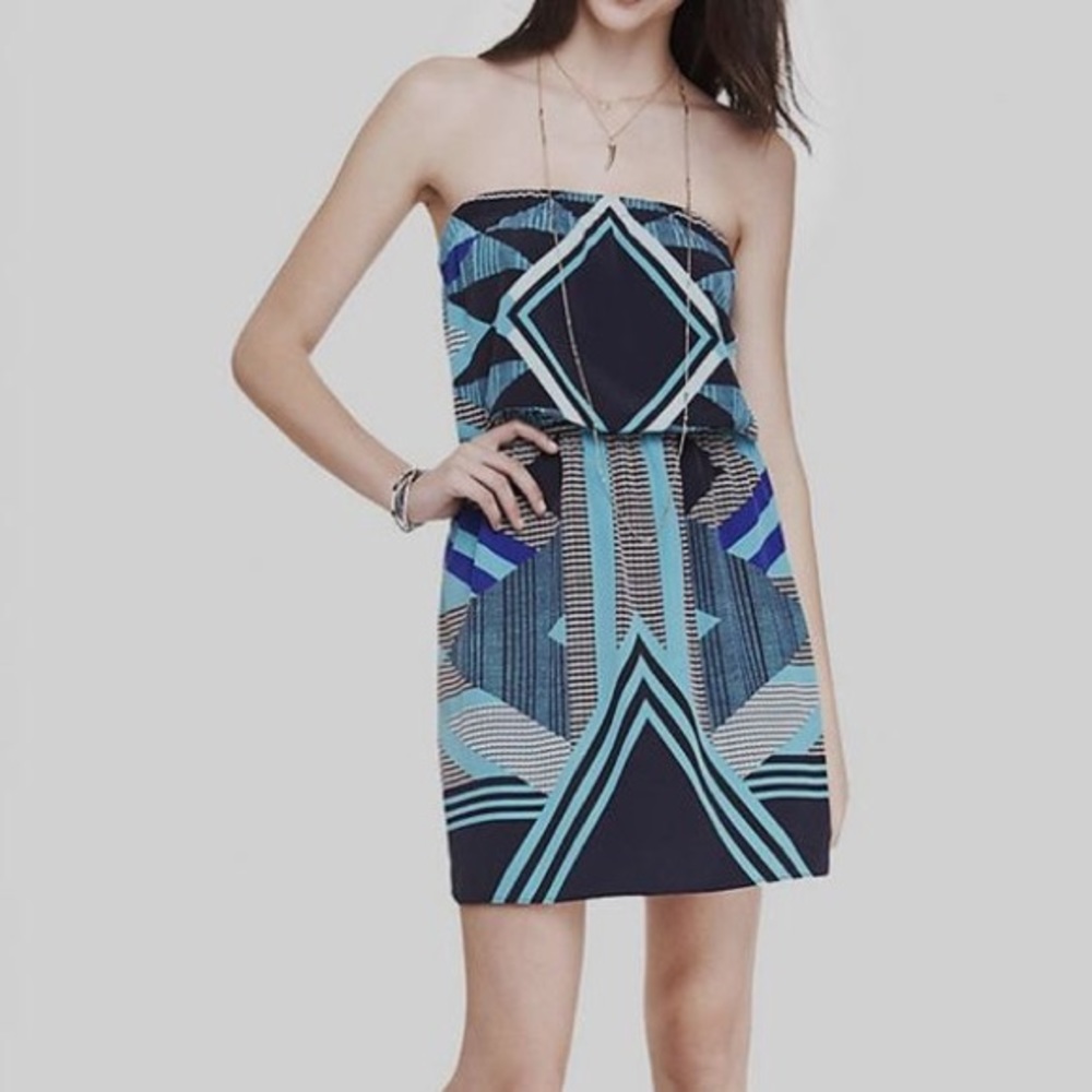 Blue strapless dress from Express