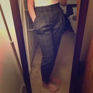 Pleated Front Paperbag Zara Plaid Trousers