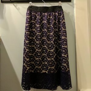 Lularoe XL Purple and Cream Lace Lola