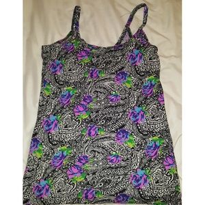 Black, white, purple, green tank top