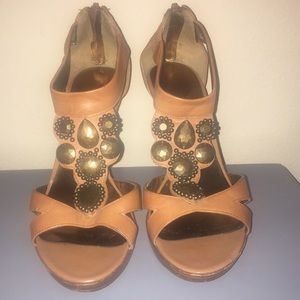 Nine West heels, brown with jeweled embellishment