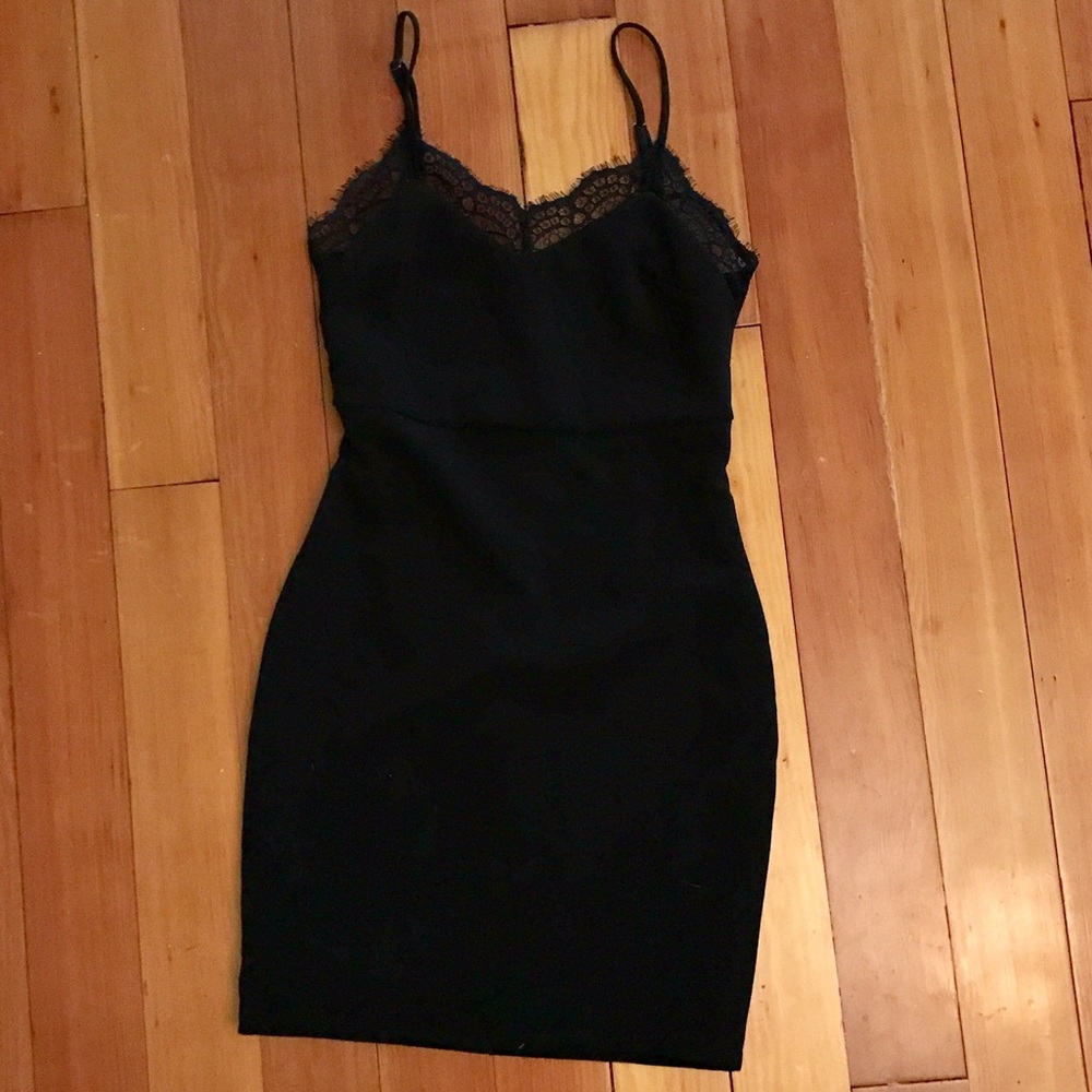 Lulu's Bodycon Little Black Lace Dress