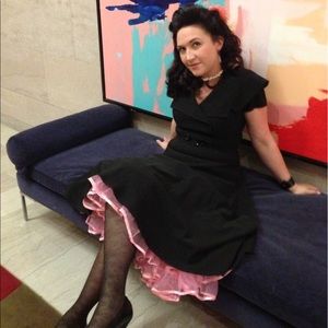 Bettie Page 50s style Secretary Circle Dress M