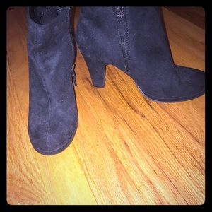 black suede heel boots