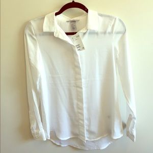 H&M white button down blouse NWT
