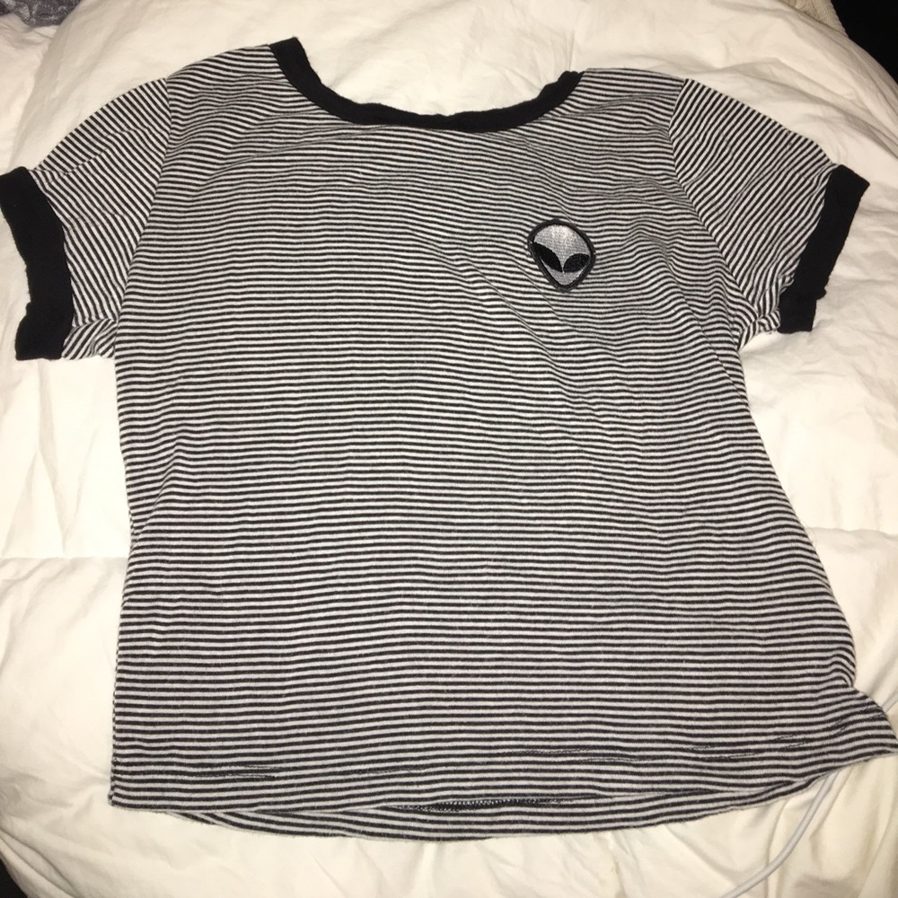 Black and white striped crop top
