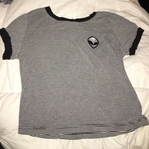 Black and white striped crop top