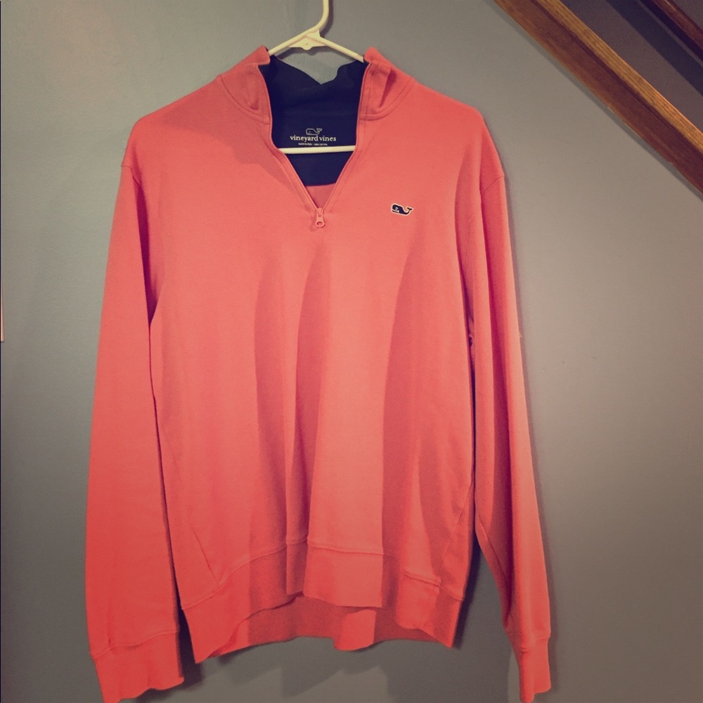 Vineyard Vines Men's 1/4 Zip Sweater (Coral Red)