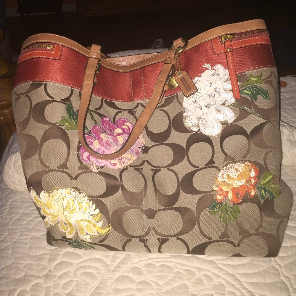 Floral Coach Purse/Beach Bag