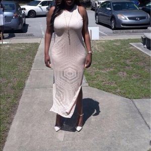 Long soft pink maxi dress