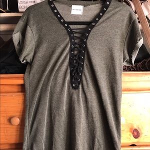 Criss cross olive green top
