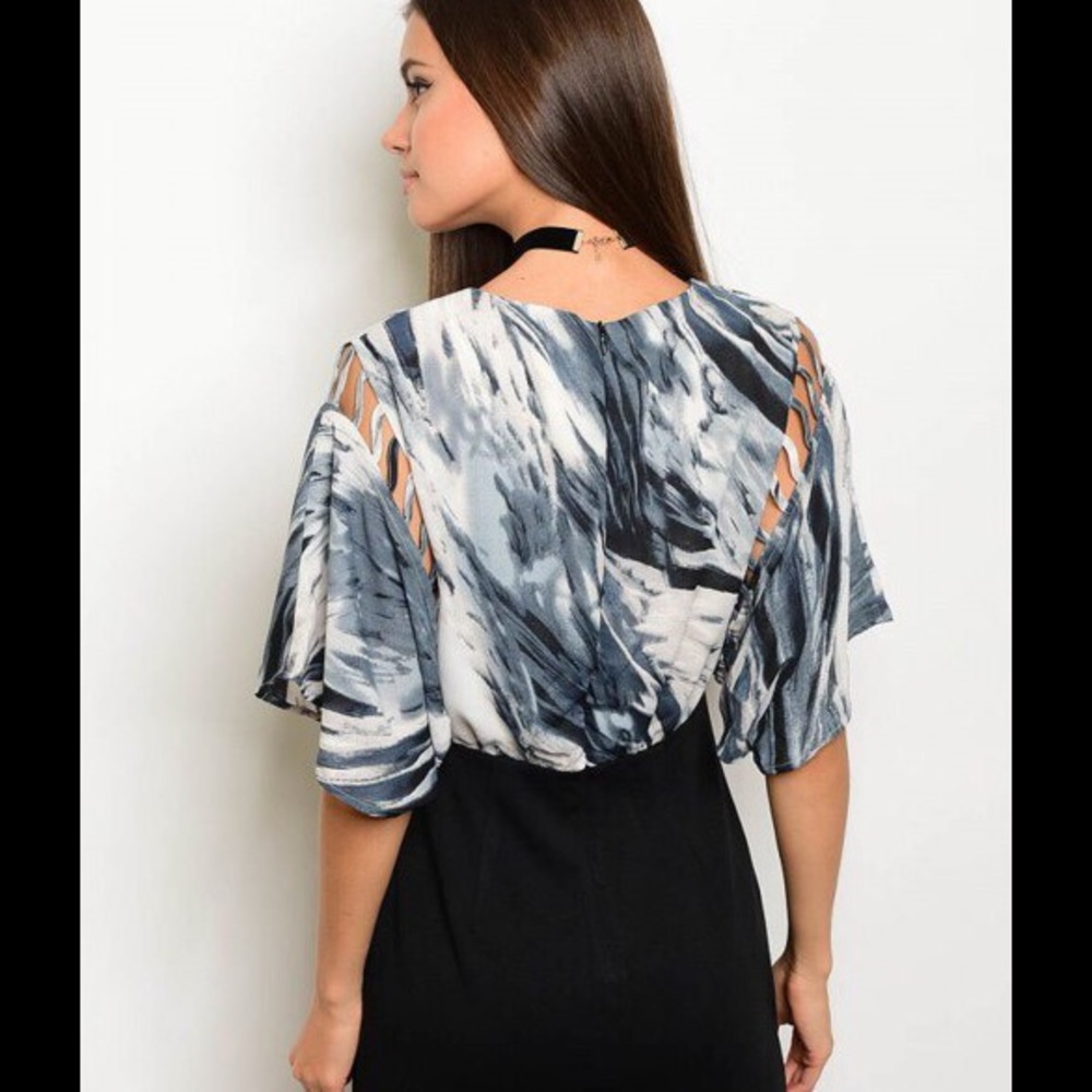 🆕Black, charcoal and cream flattering dress - Picture 2 of 4