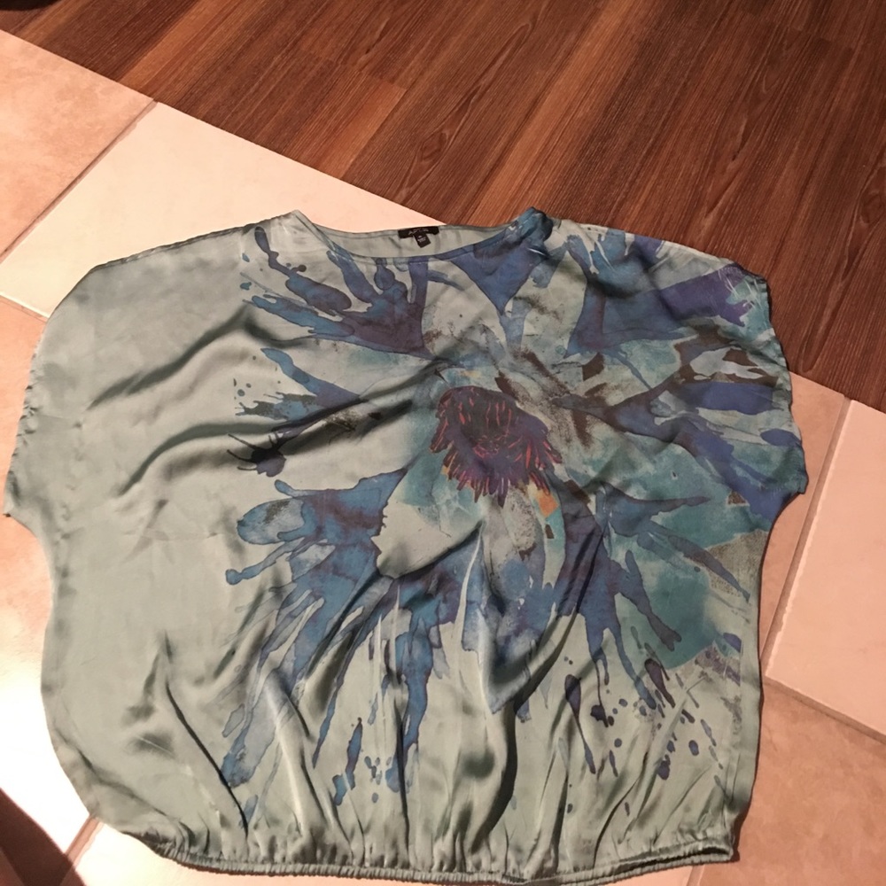 Green silky blouse