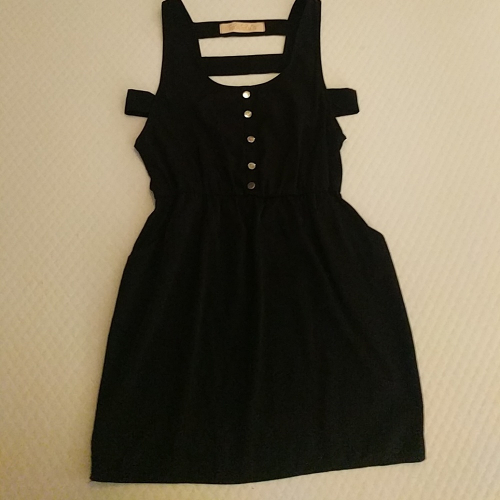 Black Summer Dress - Side Cut Outs & Backless
