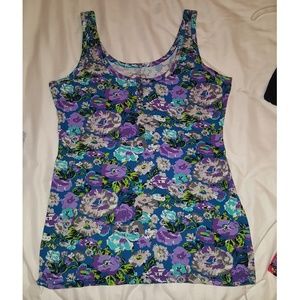 Blue, grey, pink, purple floral tank tops