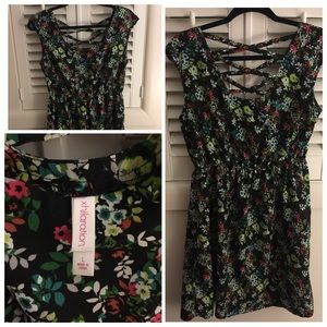 Black dress/ floral pattern