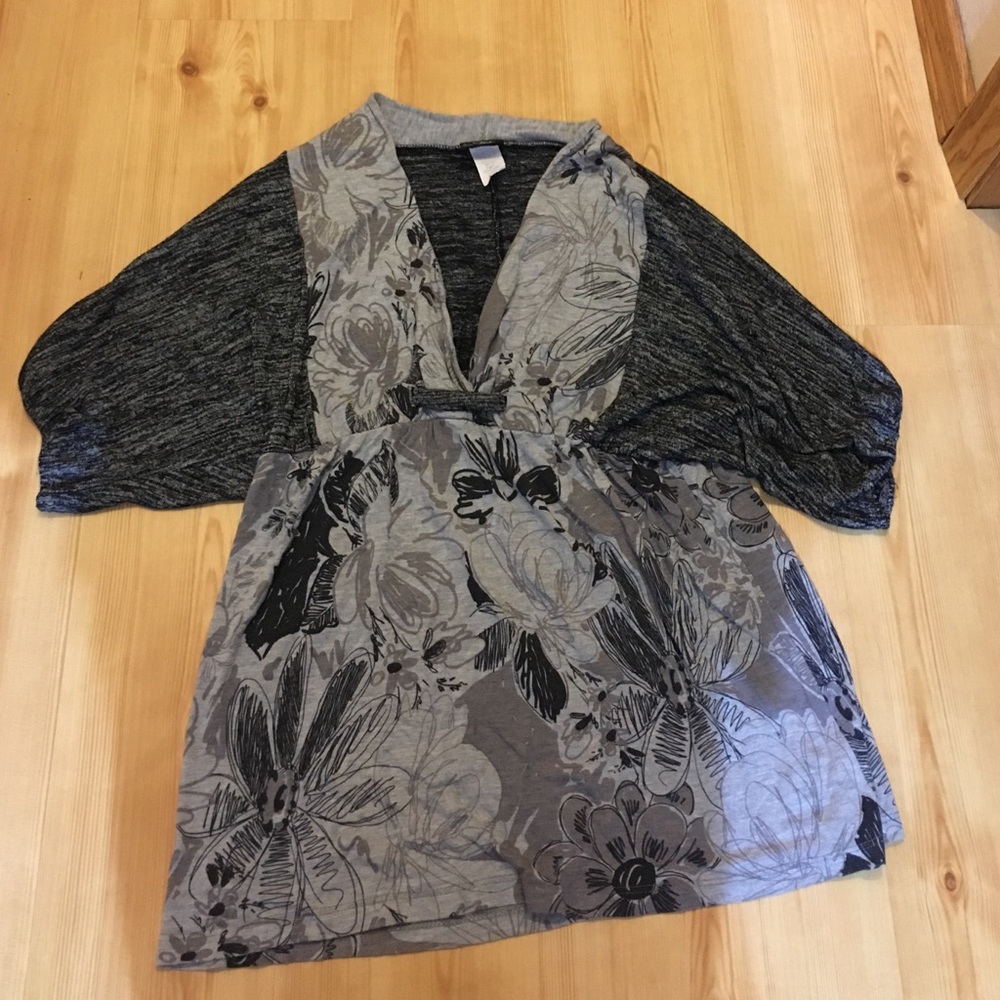 Black and Gray floral shirt