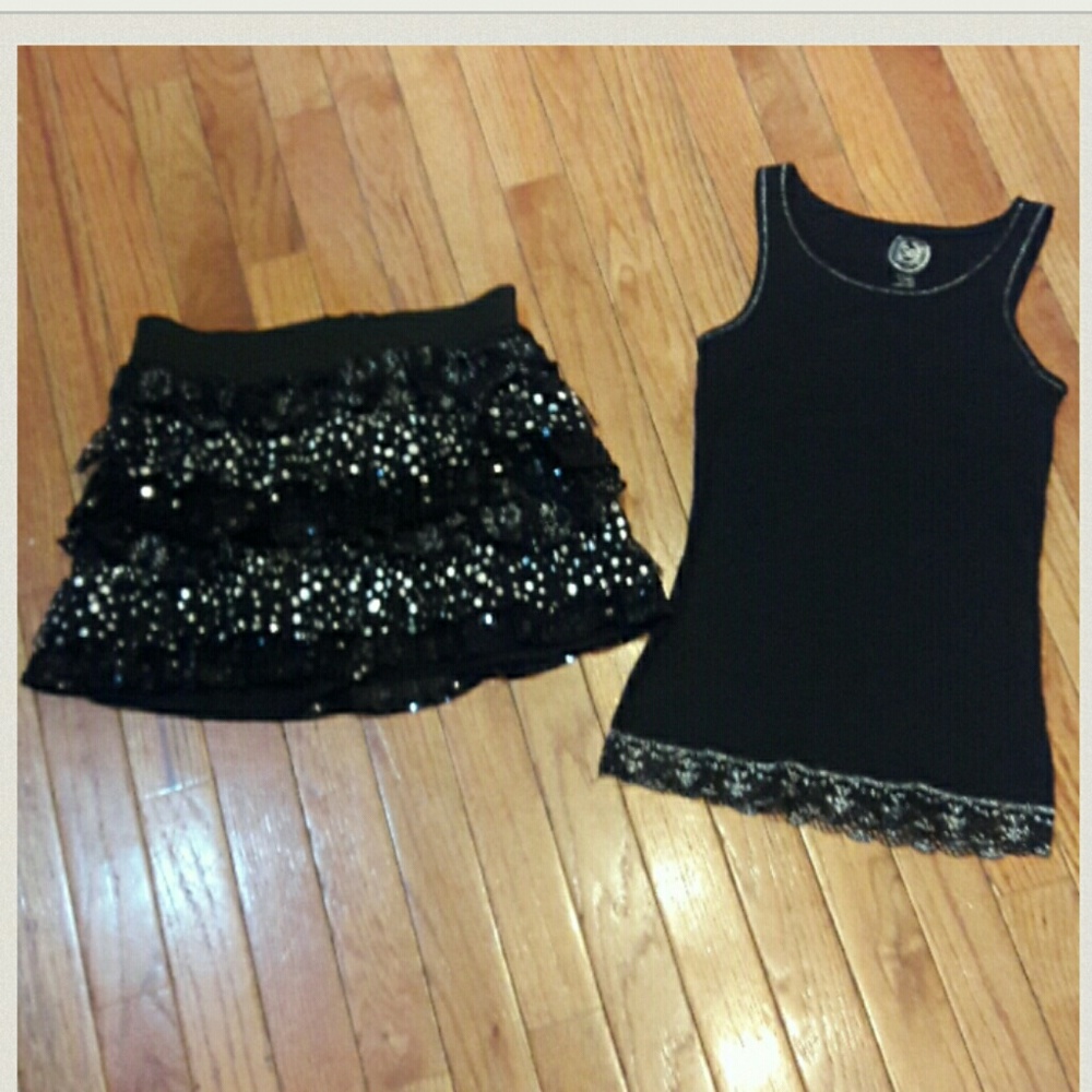 Girls SO Black & Silver lace Outfit