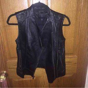 Black real leather vest