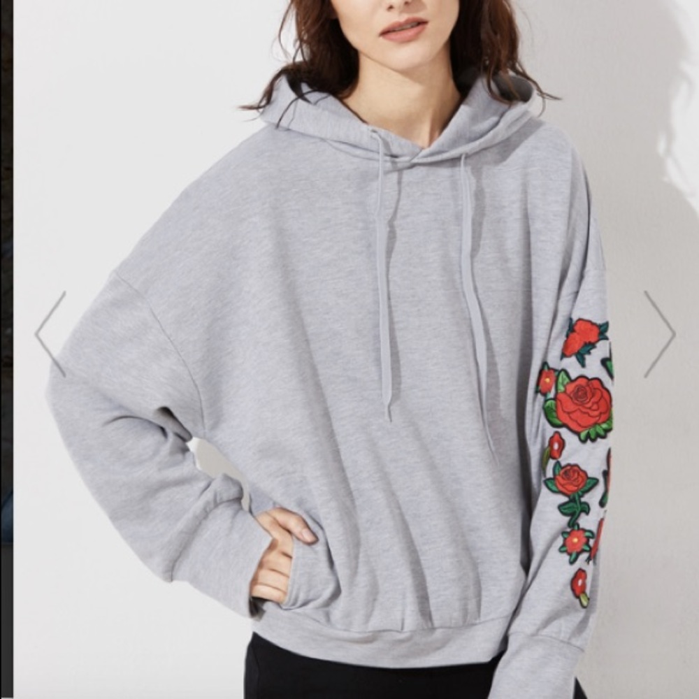 Grey hoodie with flowers
