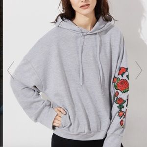 Grey hoodie with flowers