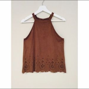 ❌Brown Suede Halter Neck Top❌SOLD!