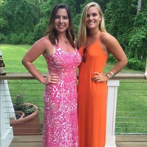 Pink and orange small shell Lilly maxi dress!!