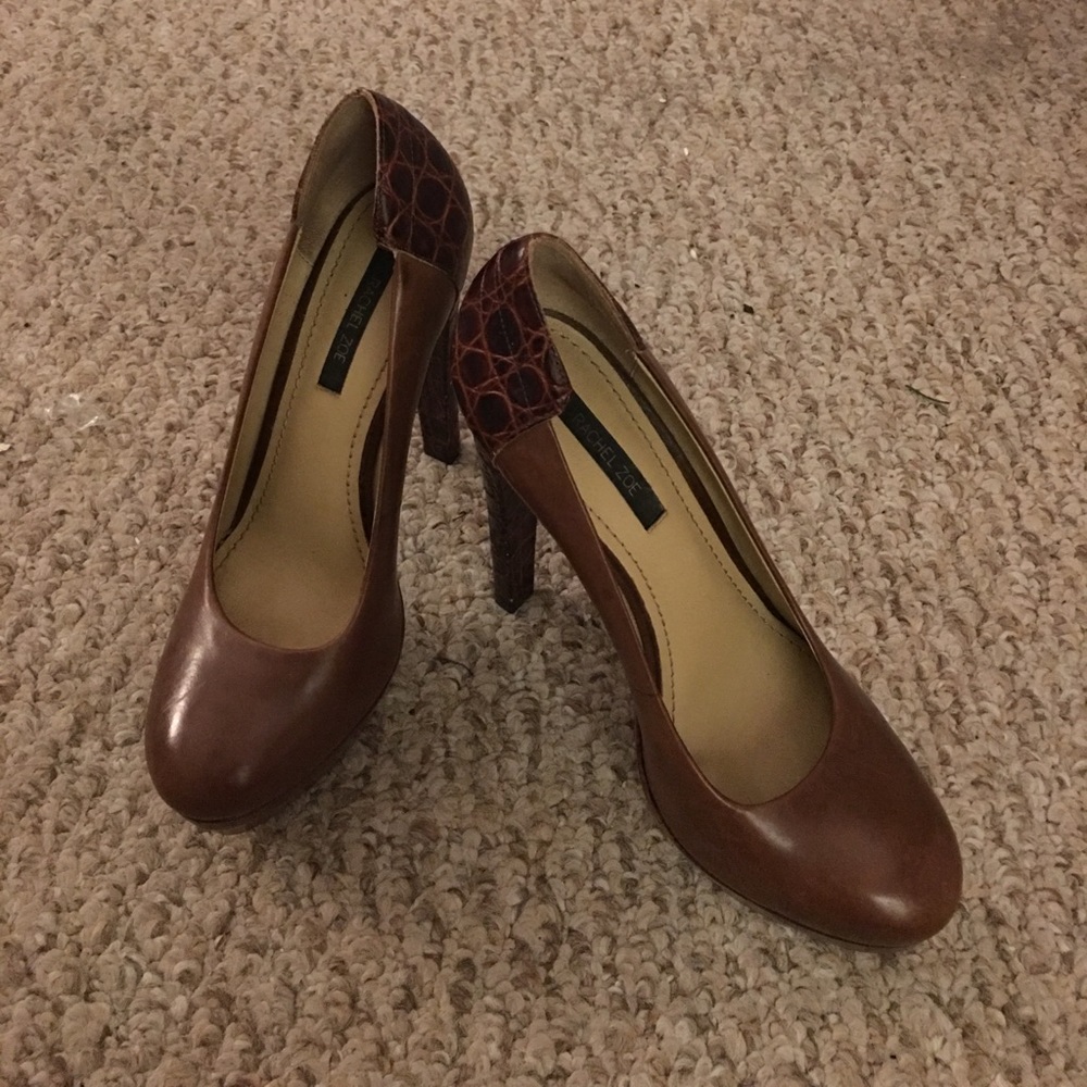 Rachel Zoe 'Annie' Leather Platform Pumps in Brown