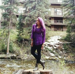 Long Sleeve Boho Tunic Top, Purple, SZ M