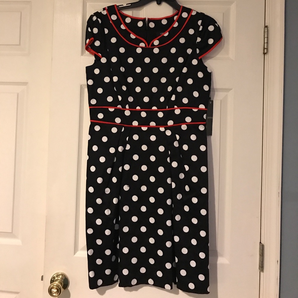 Chetta B Polka Dot Midi Dress Size 10