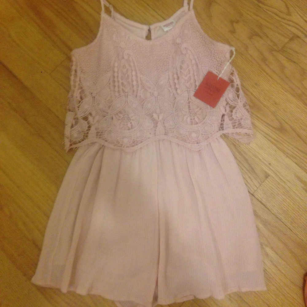 Light Pink Lace Romper