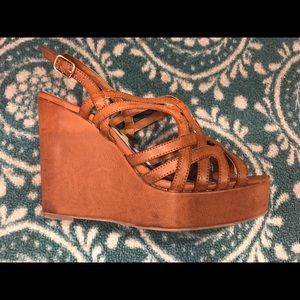 NWOT Madden Girl Cognac Wedges