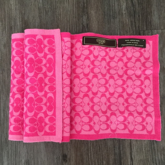 Coach Accessories - COACH Bright Pink Wool Scarf
