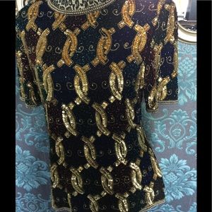 Vintage Laurence Kazar Sequins Beaded Top