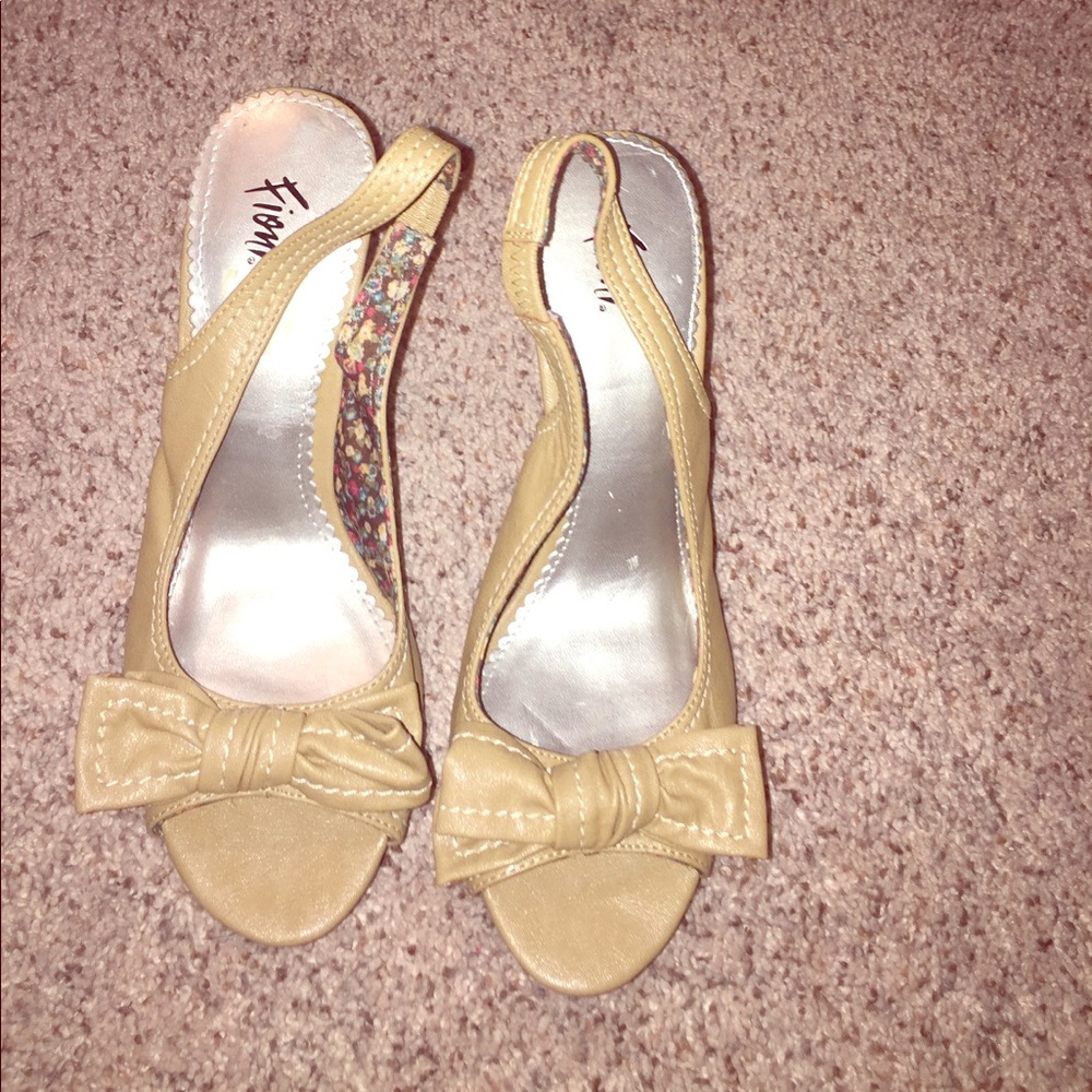 Tan- Peep toe heels