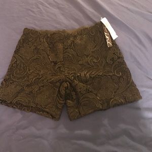 Black floral lace shorts