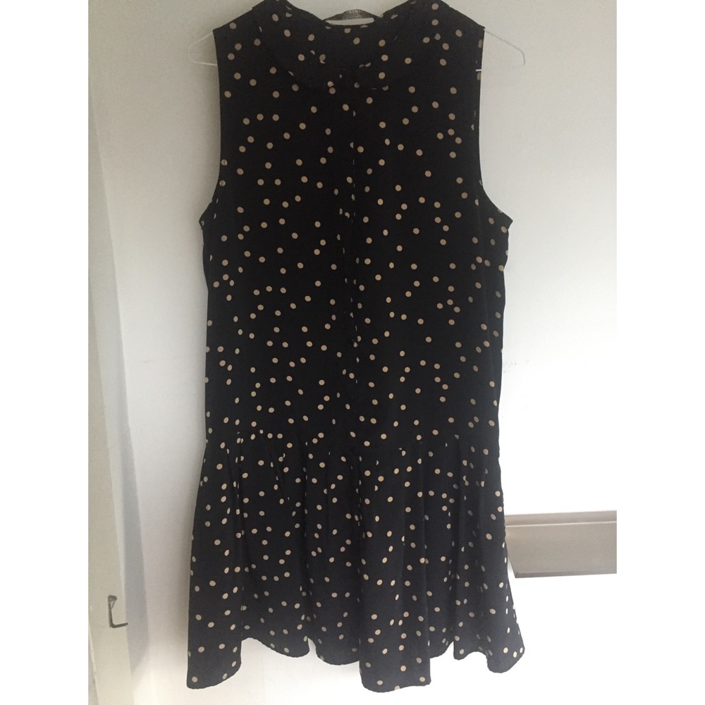 polka dot drop waist dress with peter pan collar