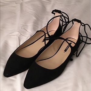 Black Tie Up Flats