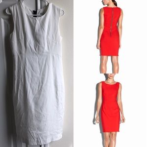 MILLY White Seamed Shift Dress Exposed Zipper Knee