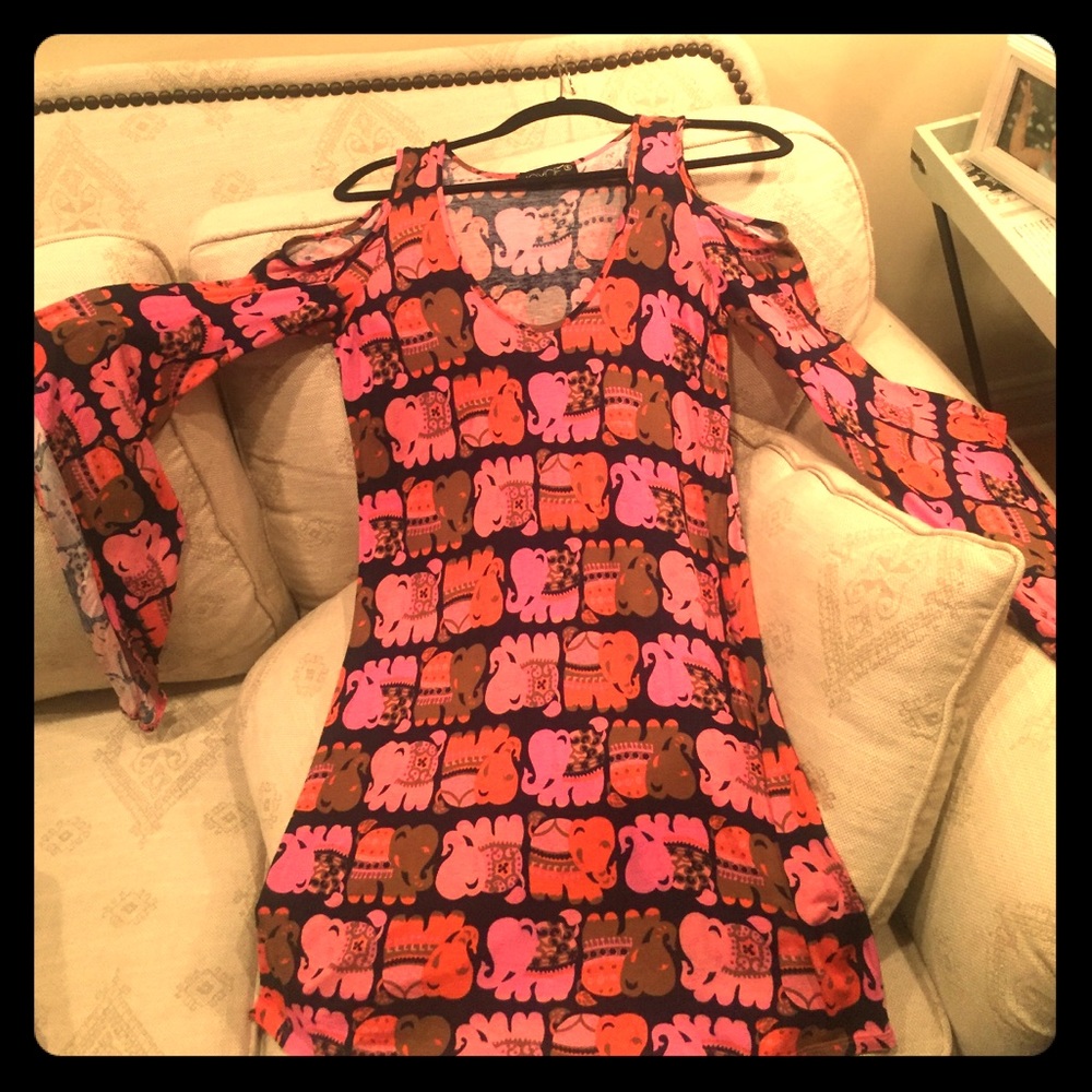Elephant bell sleeve retro elephant dress