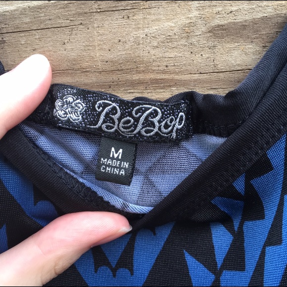 Blue and Black Geometric Skater Dress - Picture 3 of 4