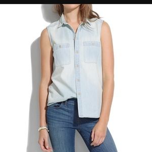 Madewell chambray sleeveless shirt