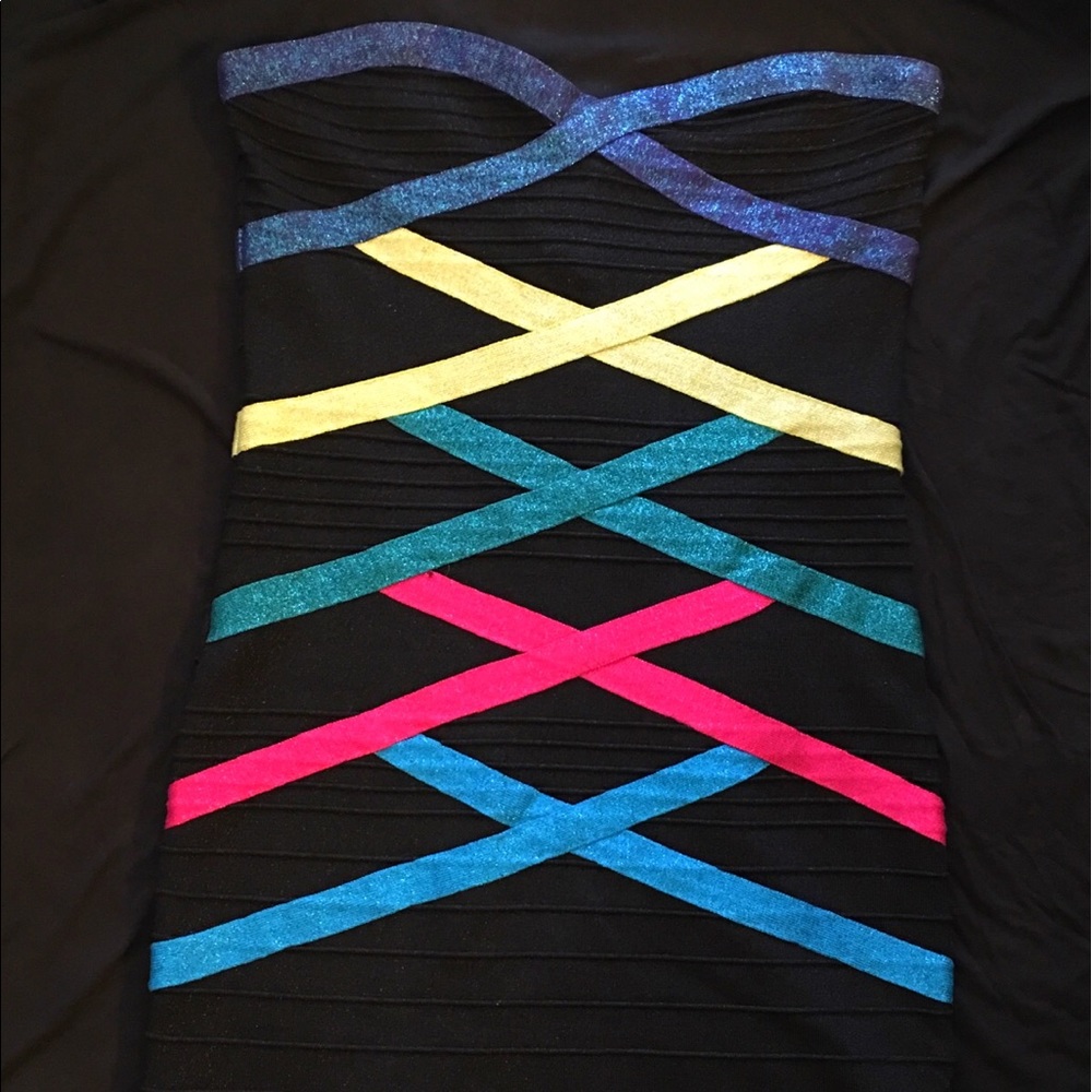 Neon bondage tube dress