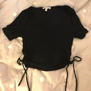 Lace up Sides Ribbed Knit Crop Top