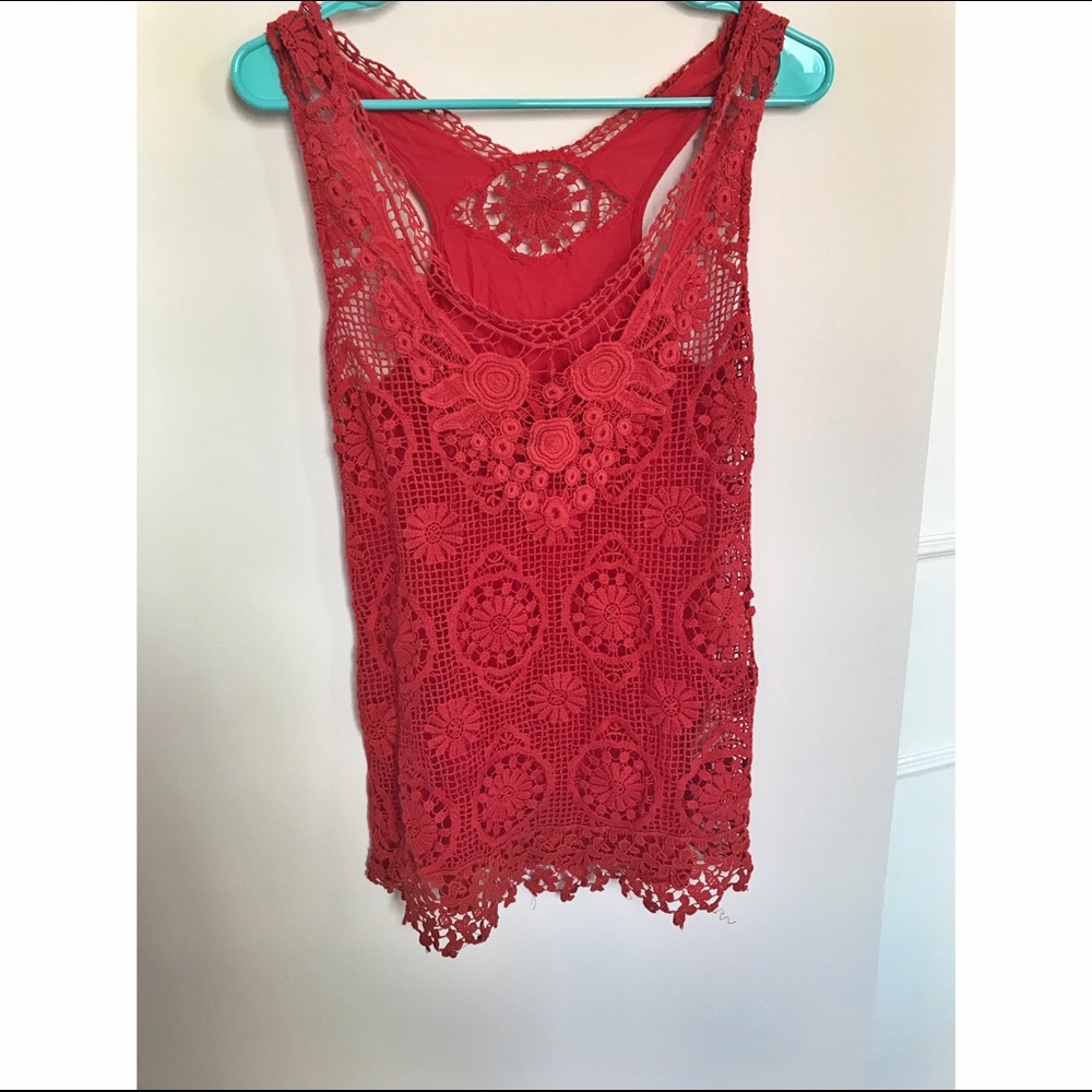 Anthropologie coral boho tank