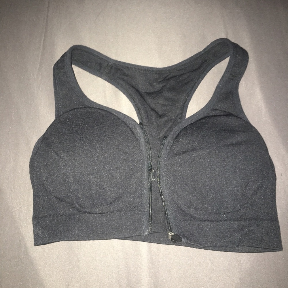 Black front closure sport bra