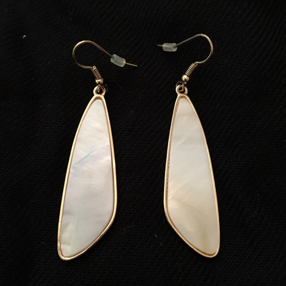 White & Gold Dangle Earrings