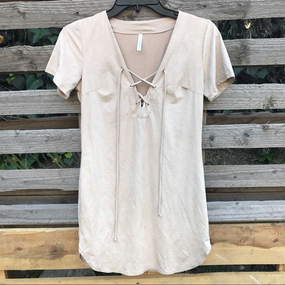 Suede lace up dress