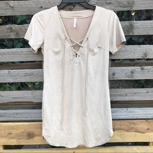 Suede lace up dress